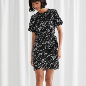 & Other Stories Black and White Polka Dot Midi Dress